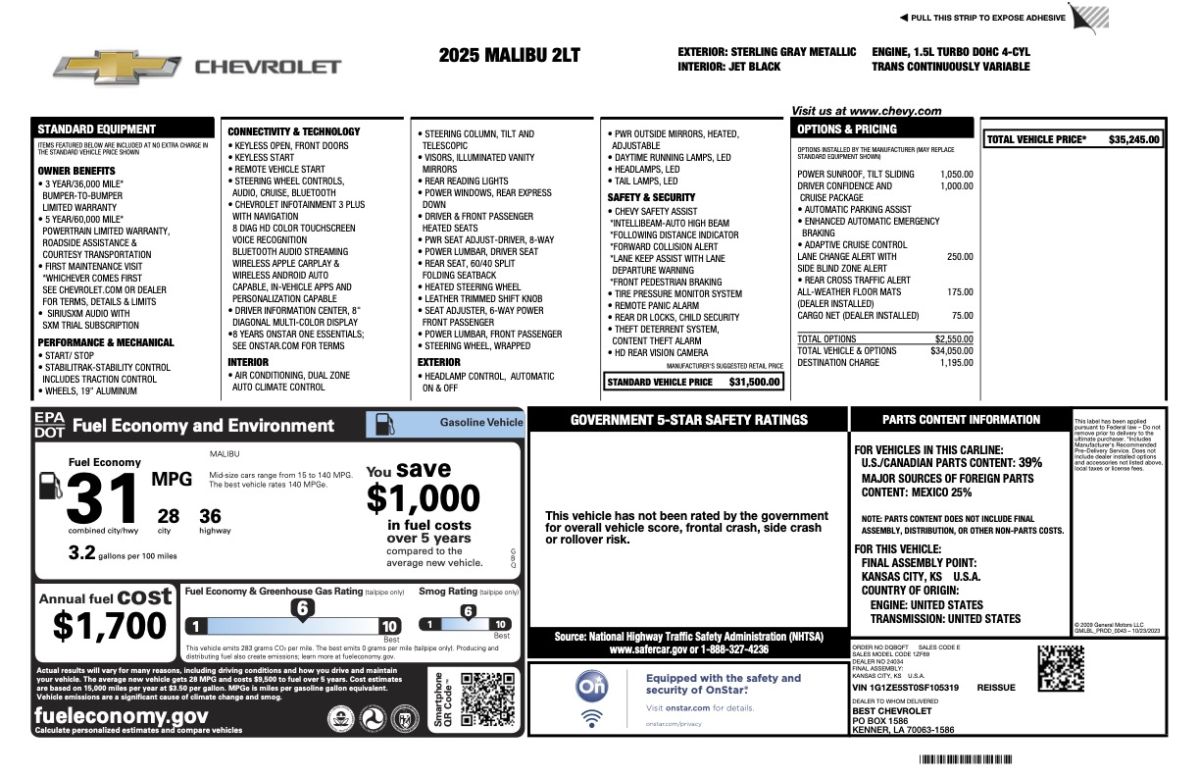 2025 Chevrolet Malibu 2LT photo 12